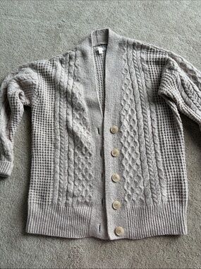 LC Lauren Conrad Beige Cable Knit Button Cardigan
